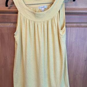 Dressbarn Yellow Smocked Tank Top with Bib Collar